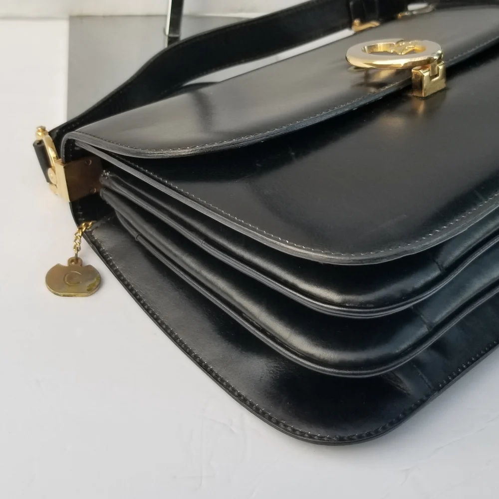 Vintage CÉLINE Paris Horse Carriage Caleche box calf shoulder crossbody bag - Picture 14 of 16